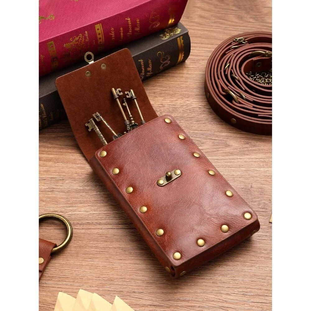 Medieval Belt Accessories Faux Leather 3pc Set Adjustable Chain Fitting Costume